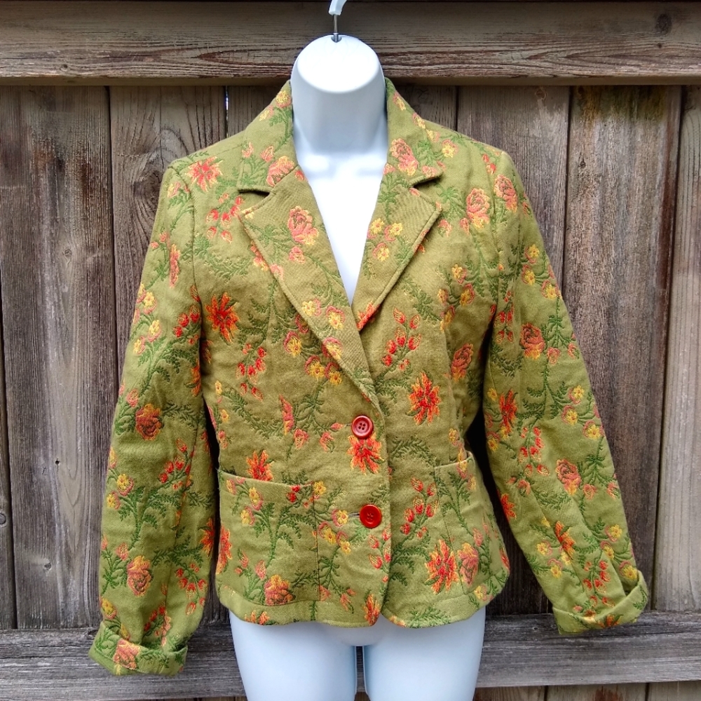 Cabi Floral Embroidered Blazer Jacket Sz S